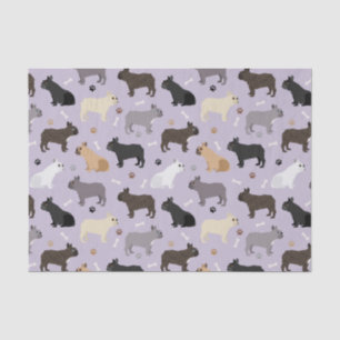 Papel De Seda Ossos do Buldogue Francês e patas Roxo