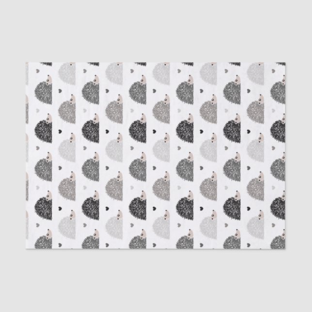 Papel De Seda Ouriços e corações (Frente )