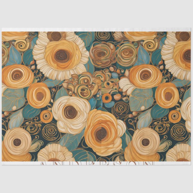 Papel De Seda Ouro Boho Garden Floral (Frente )