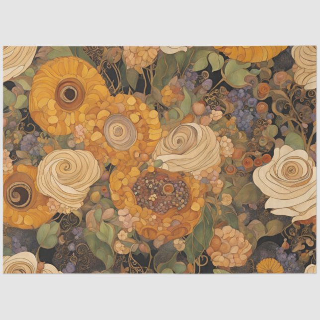 Papel De Seda Ouro Boho Garden Floral (Frente )