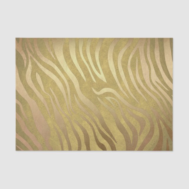 Papel De Seda Ouro Bronze Zebra Impressão Selva Safari Glama (Frente )