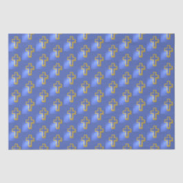 Papel De Seda Ouro Cristão Religioso Cruz Lilac Páscoa Azul