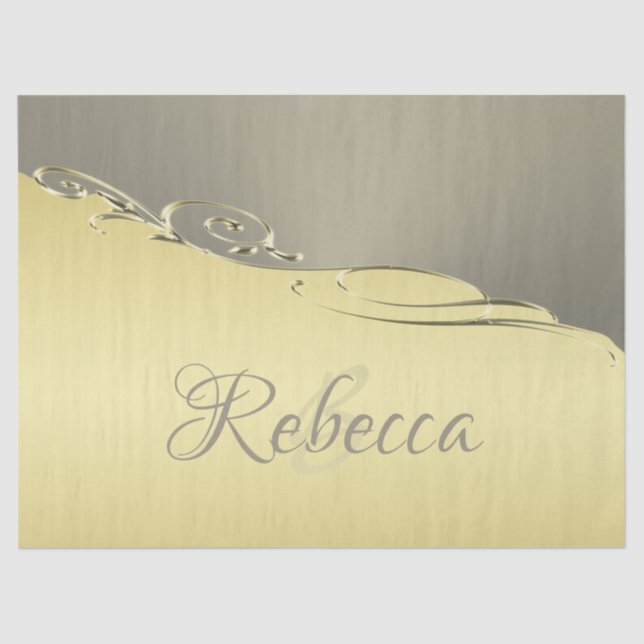 Papel De Seda Ouro de luxo decorativo em ouro e prata (Frente )