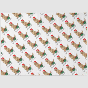 Papel De Seda Ouro de Natal Papai Noel Cachorro de Retriever