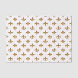 Papel De Seda Ouro Fosco Fleur-de-lis em Branco