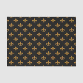 Papel De Seda Ouro Fosco Fleur-de-lis em Preto