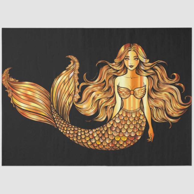 Papel De Seda Ouro Mermaid Tissue Paper (Frente )