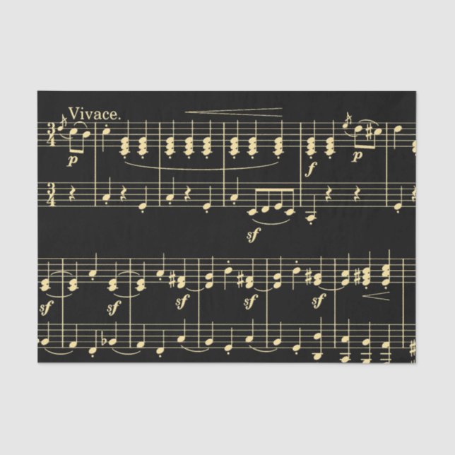 Papel De Seda Ouro musical em preto (Frente )