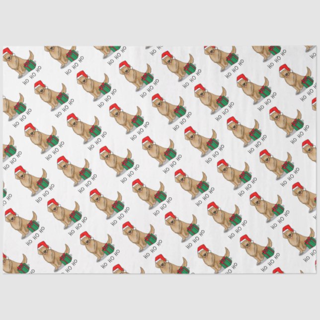 Papel De Seda Ouro Natal Santa Claus Cachorro de Retriever (Frente )