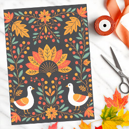 Papel De Seda Ouro Oak e Berry Autumn Geese