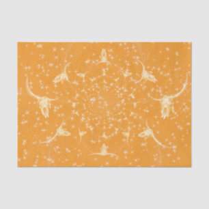 Papel De Seda Ouro Ocidental Caveira de Vaca Glitter Abstrato Fe