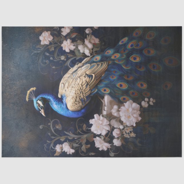 Papel De Seda Ouro Pavão Virado para a Esquerda (Frente )