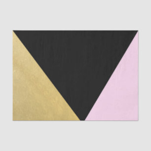 Papel De Seda Ouro Preto e Rosa Bloqueio de Cor Mod Glam Triângu