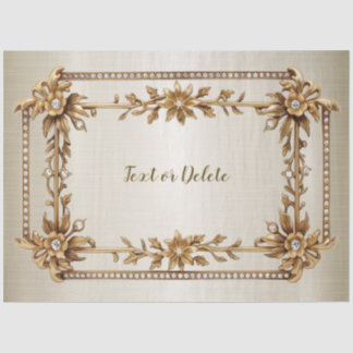 Papel De Seda Ouro Retângulo com Flores de Dimond Brilhantes