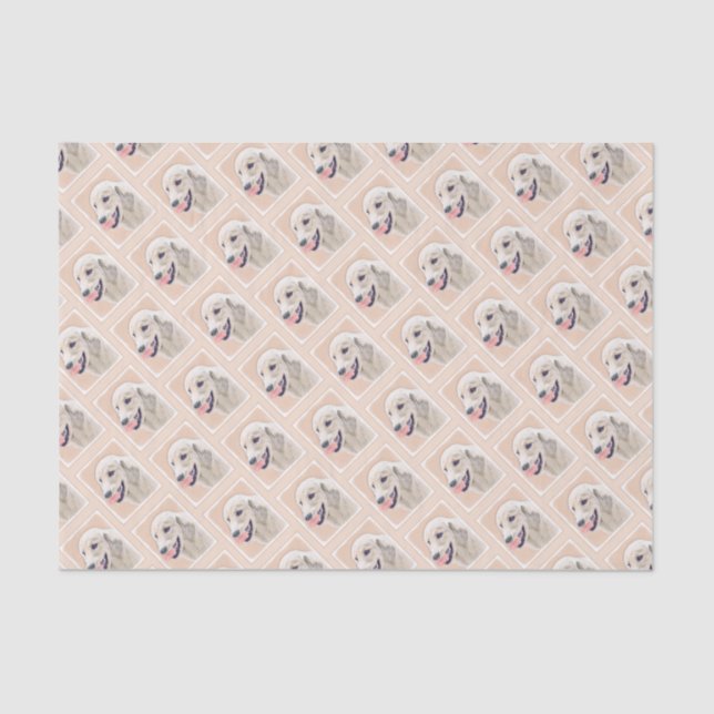 Papel De Seda Ouro Retriever com Tênis Ball Painting Dog Art (Frente )