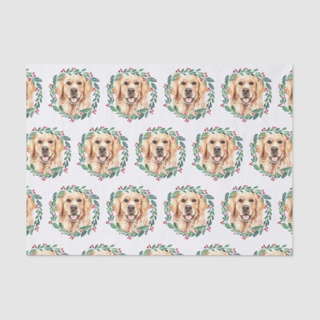 Papel De Seda Ouro Retriever Elegant Dog Natal (Frente )