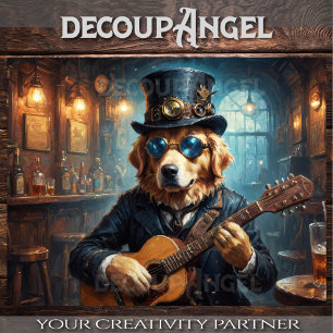 Papel De Seda Ouro Retriever Rockstar. - Decoupage -