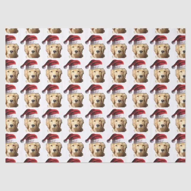 Papel De Seda Ouro Retriever Santa Claus (Frente )