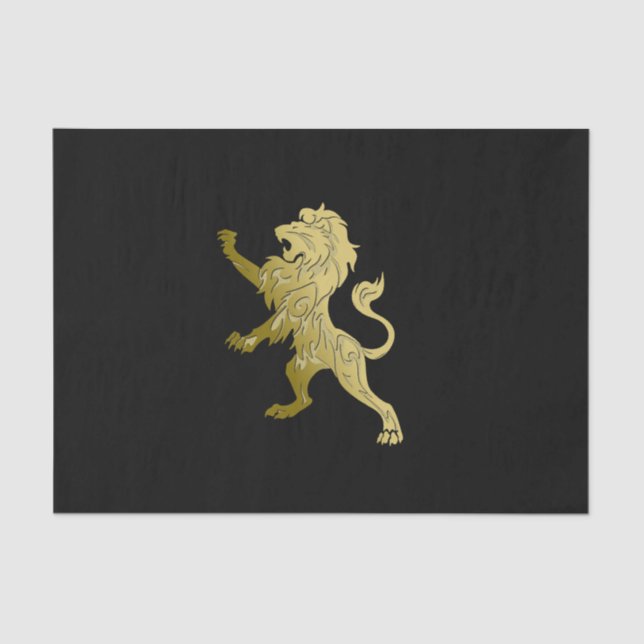 Papel De Seda Ouro Royal Lion em Black Personal Name (Frente )
