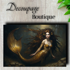 Papel De Seda Ouro Sereia Fantasy - Decoupage do Tema Oceânico