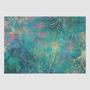Papel De Seda Ouro Vintage Floral Grunge Damask