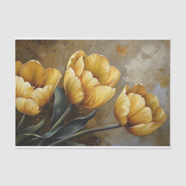 Papel De Seda Ouro Yellow Tulips Oil Painting (Frente )