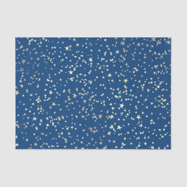 Papel De Seda ouros estrelas sobre fundo azul (Frente )