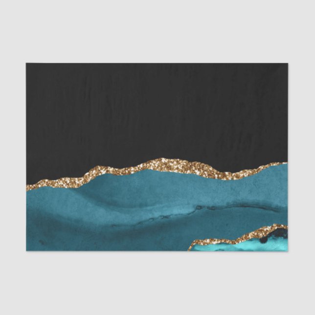 Papel De Seda Ouros Pretos Glamorosos de Agato Azul (Frente )