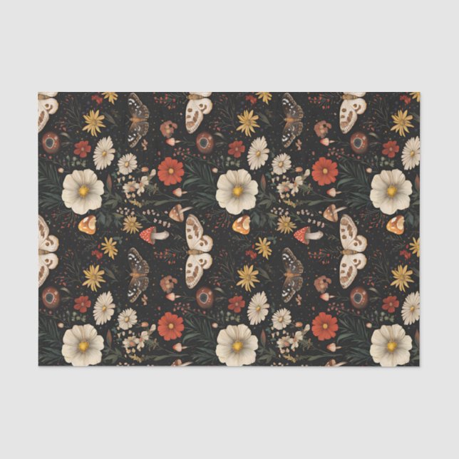 Papel De Seda Outono Cogumelo e Flores caem na despocha (Frente )