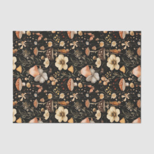 Papel De Seda Outono Cogumelo e Flores caem na despocha