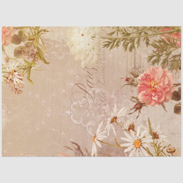Papel De Seda Outono em Paris desbotado: Decoupage do Wallpaper  (Frente )