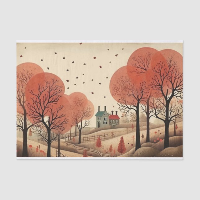 Papel De Seda outono Whimsical vitoriano (Frente )