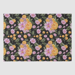 Papel De Seda Outubro Nascimento Mês Flores Marigold Cosmos
