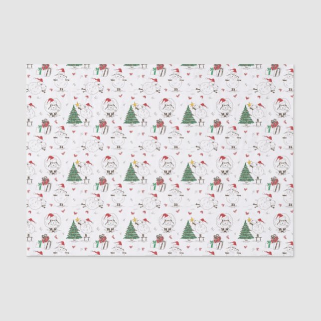 Papel De Seda Ovelha de Natal Adorável (Frente )