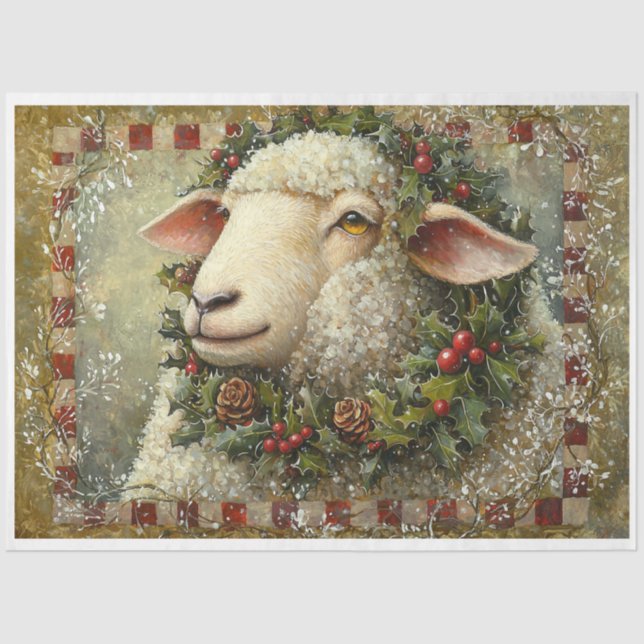 Papel De Seda Ovelha de Natal primitiva (Frente )