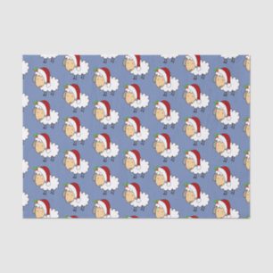 Papel De Seda Ovelha de Natal Vestindo um Chapéu de Papai Noel