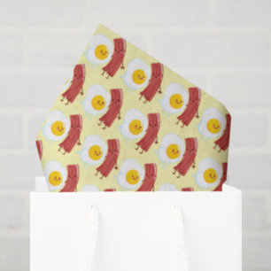 Papel De Seda Ovos azulejos fofos padrão bacon