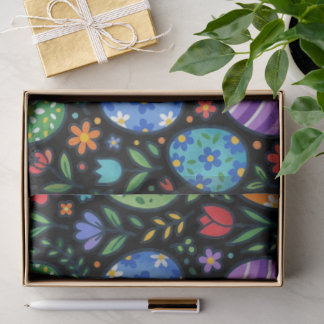Papel De Seda Ovos de Páscoa Coloridos e Flores
