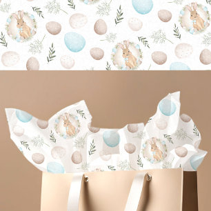 Papel De Seda Ovos de Páscoa e Pastel Branco de Padrão Coelho