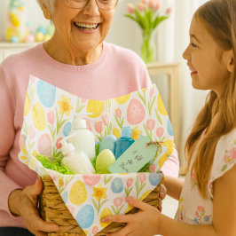 Papel De Seda Ovos de Páscoa em Aquarela com Padrão de Tulipas 