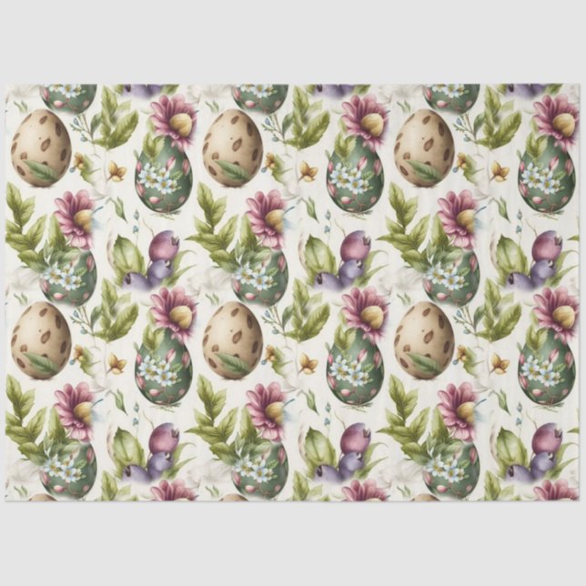 Papel De Seda Ovos de Páscoa padrão nostálgico de colheita n.o 1 (Frente )