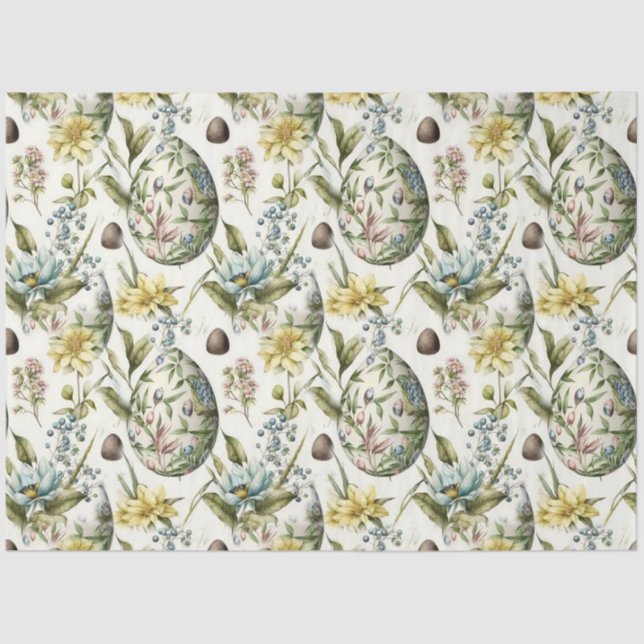 Papel De Seda Ovos de Páscoa padrão nostálgico de colheita n.o 1 (Frente )