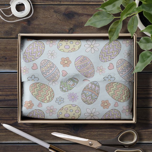 Papel De Seda Ovos de Páscoa Pastel Caprichosos Padrão Floral Fo (Criador carregado)