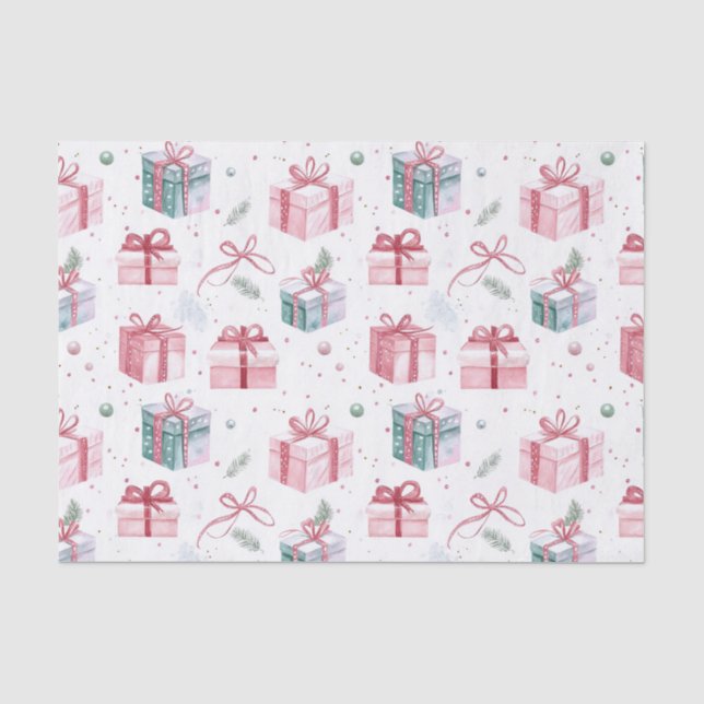 Papel de Seda Pacotes de Presentes de Natal Rosa V (Frente )