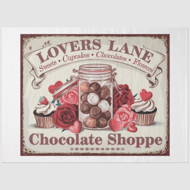 Papel De Seda Padaria de São Valentim e Série de Doces Design #1 (Frente )