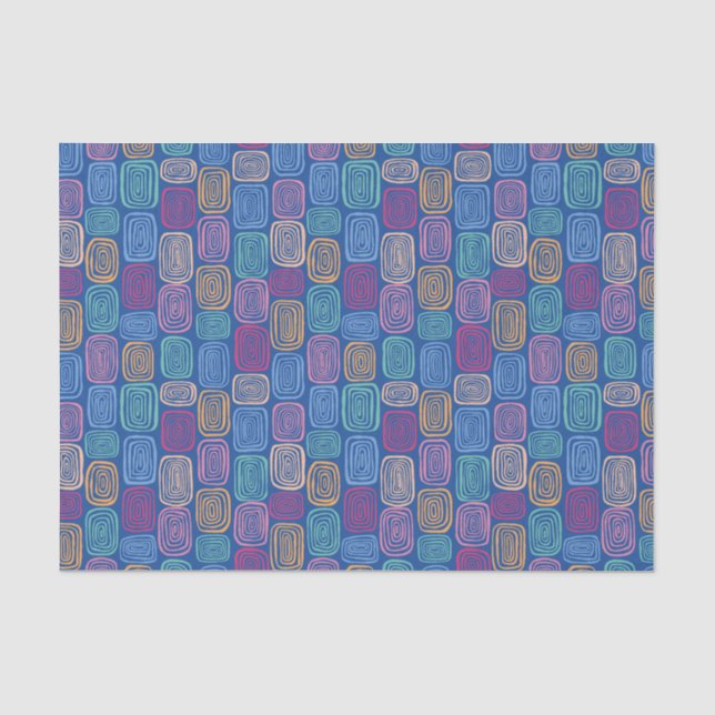 Papel De Seda Padrão abstrato azul colorido (Frente )