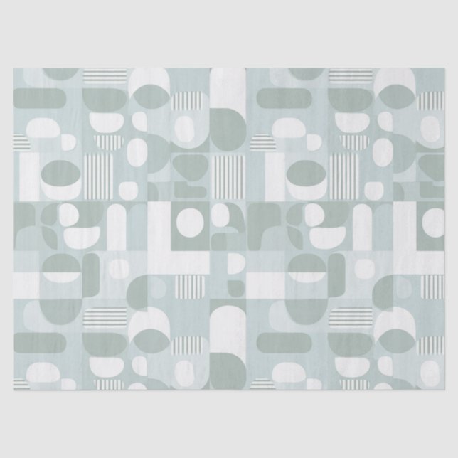 Papel De Seda Padrão Abstrato de Equilíbrio de Sage Cinza Suave (Frente )