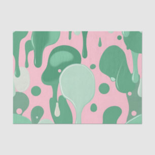 Papel De Seda Padrão Abstrato de Gotejamento Derretido Verde Ros