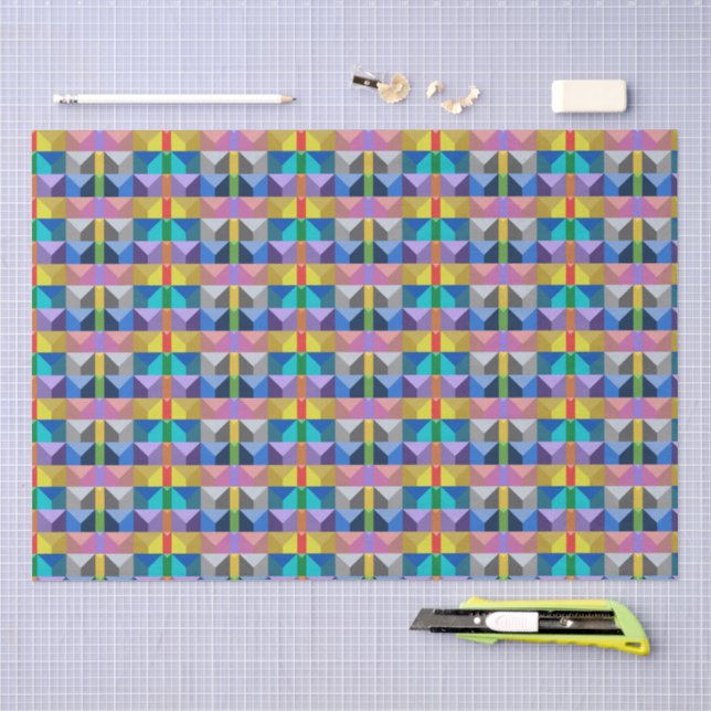 Papel De Seda Padrão Abstrato de Triângulo 3D (Arte )