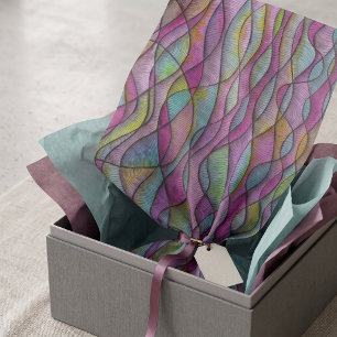 Papel De Seda Padrão Abstrato Ondulado em Tom de Joia Boho